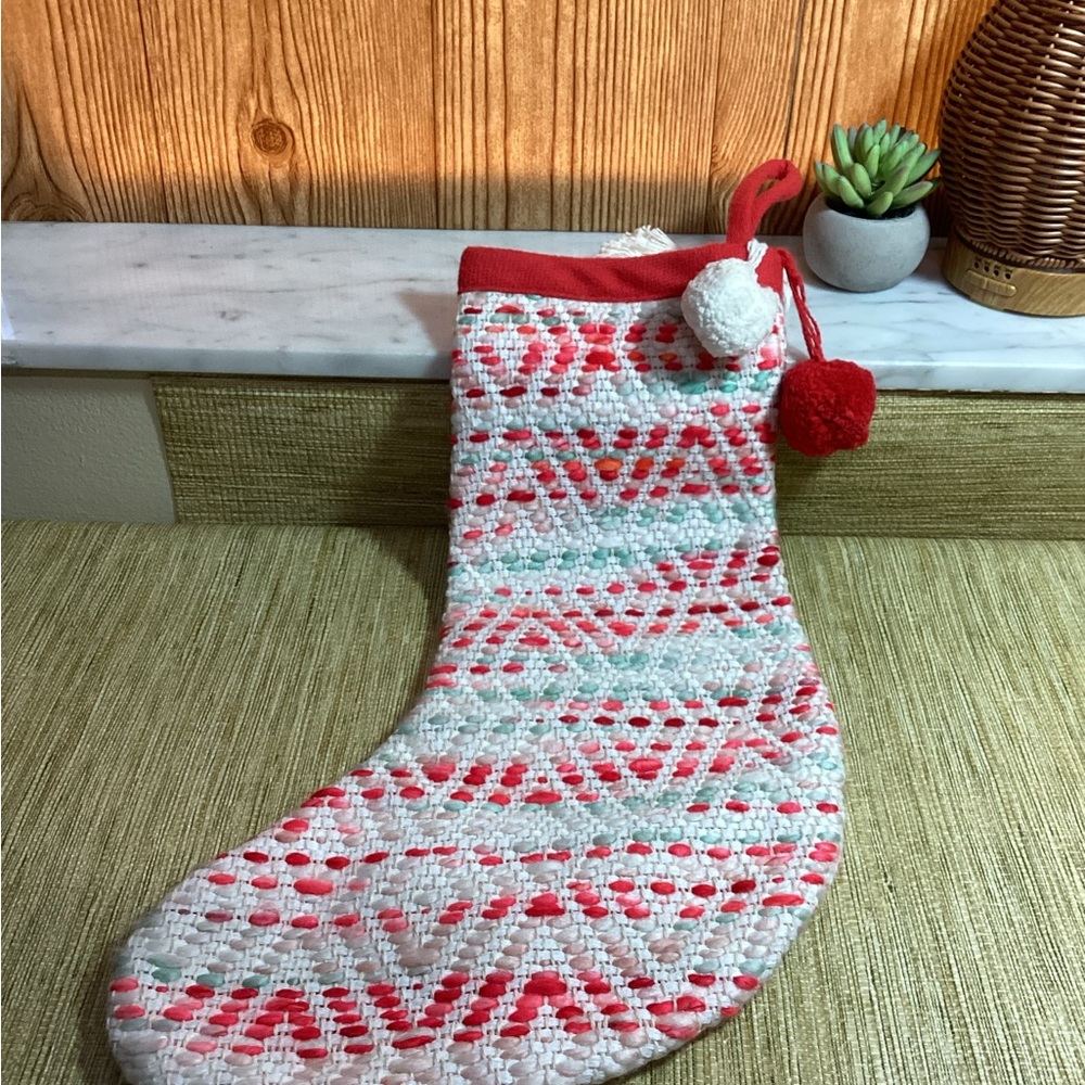 Wondershop Red White Pink and Green Holiday Decor Stocking 18”